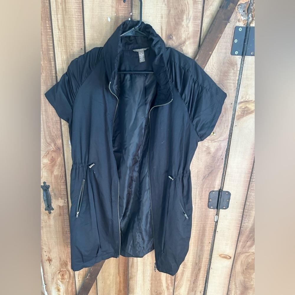 PINK TWILL Black Utility Jacket Short Sleeves Size L